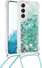 Lunso - Geschikt voor Samsung Galaxy S23 - Telefoonhoes met koord - Glitter Groen