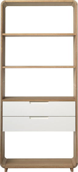 Boekenkast Eikenhout Naturel - 2 Laden - 6 Vakken - Kast Amalfi - Giga Living