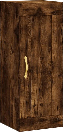 vidaXL - Wandkast - 34,5x34x90 - cm - bewerkt - hout - gerookt - eikenkleurig
