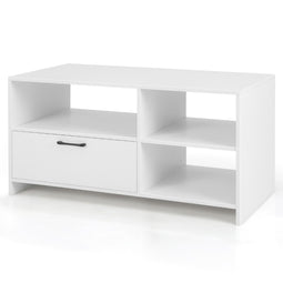 Coast TV-Kast Lowboard 104,5 x 51,5 x 52 cm Wit met Lade en Open Vakken voor Televisies tot 50 Inch