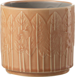 J-Line bloempot Blad - keramiek - roest - small - Ø 12.50 cm - 2 stuks