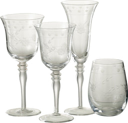 J-Line glas champagne Gegraveerd - glas - transparant - 4 stuks