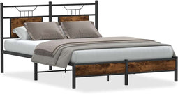 vidaXL - Bedframe - zonder - matras - hout - gerookt - eikenkleurig - 140x200 - cm