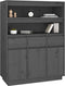 vidaXL - Hoge - kast - 89x40x116,5 - cm - massief - grenenhout - grijs