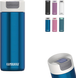 Kambukka Olympus Thermosbeker 500 ml - Koffiebeker To Go - makkelijk reinigen - lekvrije Koffiebeker RVS - Theebeker - Travel Mug - Blauw