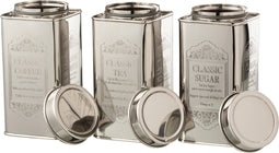 J-Line voorraadpot Koffie/Suiker/Thee - metaal - zilver - large - 3 stuks