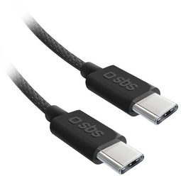SBS TECABLETISSUETCCK - USB-C Kabel - 1,5 m 60W Gevlochten Zwart