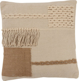 J-Line kussen Franjes Vierkant - katoen - beige