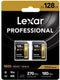 Lexar Professional 1800x - SDXC UHS-II Kaart - 128GB - Lezen 270MB/s Schrijven 180MB/s - V60 (2 stuks)