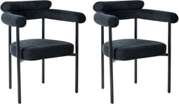 Set van 2 eetkamerstoelen LYNEY Stof Zwart