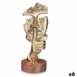 Decoratieve figuren Gezicht Gouden Hout Metaal 12 x 29 x 11 cm