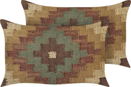 MAGURI - Sierkussen set van 2 - Bruin - 30 x 50 cm - Jute