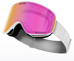 SunGod Vanguards - Skibril - Dubbele cilinderlens met Active Anti-Fog - Wit/Roze