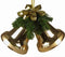 Twee klokken kerst goud 16 cm groen met strik