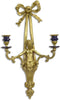 TWEE LICHT PORSELEIN GEMONTEERDE BRONZEN WANDKANDELAARS APPLIQUE