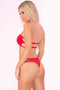 Tweedelige set strapless top en string rood - M/L