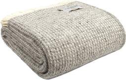 Tweedmill - Plaid - Waffle - Grijs - 100% nieuw Wol - 140 x 240 cm