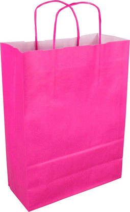 Tas | Kraftpapier | gedraaid papieren koord | 24x 11x33cm | draagtas | roze | 50 stuks