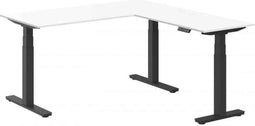 Elektrisch verstelbare zit-sta hoek opstelling Teez breed 180CM diep 160CM bladkleur Robson Eiken framekleur Zwart (RAL9005) | NEN-EN527|TÜV Rheinland | Links