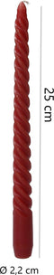 Twist Draaikaarsen Gedraaide Dinerkaars 25cm 3 Stuks Rood