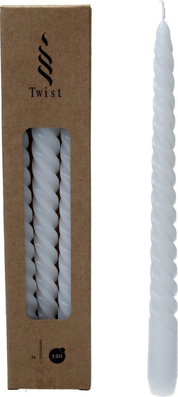 Twist Draaikaarsen Gedraaide Dinerkaars 25cm 3 Stuks Wit