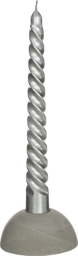 Twist kaars - Zilver - set van 3 stuks - 25cm
