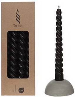 Twist kaarsen set 4 stuks dia. 2.2 x H 19 cm zwart