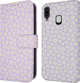 iMoshion Hoesje Geschikt voor Samsung Galaxy A20e Hoesje Met Pasjeshouder - iMoshion Design Bookcase smartphone - Paars / White Daisy