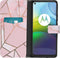 iMoshion Hoesje Geschikt voor Motorola Moto G9 Power Hoesje Met Pasjeshouder - iMoshion Design Softcase Bookcase - Goud / Roze / Pink Graphic