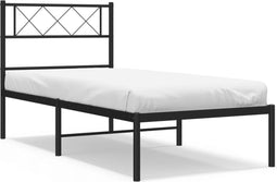 vidaXL - Bedframe - met - hoofdbord - metaal - zwart - 107x203 - cm
