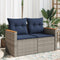 Tuinbank 2-zits met kussens poly rattan grijs