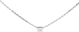 Silver Lining ketting - zilver - gerhodineerd - vierkant met zirkonia - 40 + 3 cm