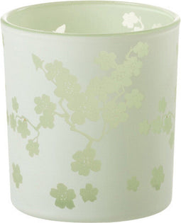 J-Line theelichthouder Bloemen - glas - groen - small