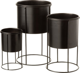 J-Line bloempot Op Voet - metaal - zwart - large - Ø 18 cm