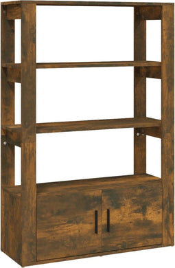 vidaXL - Dressoir - 80x30x119,5 - cm - bewerkt - hout - gerookt - eikenkleurig