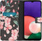 iMoshion Hoesje Geschikt voor Samsung Galaxy A22 (5G) Hoesje Met Pasjeshouder - iMoshion Design Softcase Bookcase - Zwart / Meerkleurig / Blossom Watercolor Black