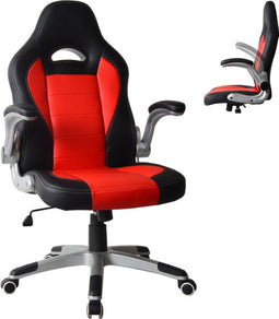 Bureaustoel Thomas - gamestoel - inklapbare armleuning ergonomisch - rood zwart