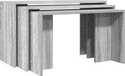 vidaXL - 3-delige - Tafeltjesset - bewerkt - hout - grijs - sonoma - eikenkleurig