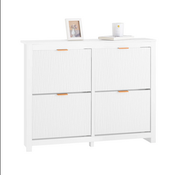 SoBuy FSR186-II-W - Schoenenkast - 4 Kleppen - Wit