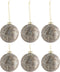 J-Line kerstbal - fluweel/glas - grijs/goud - small - doos van 6