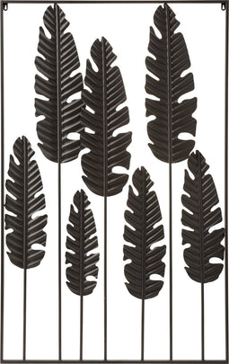J-Line wanddecoratie Bladeren - aluminium - zwart