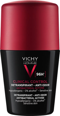 Vichy Homme Deodorant Clinical Control 96H - Roller 50ml - Antitranspirant voor gevoelige huid