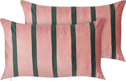 CRODYLINE - Sierkussen set van 2 - Roze/Groen - 35 x 60 cm - Fluweel