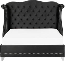 AYETTE - Tweepersoonsbed - Zwart - 160 x 200 cm - Fluweel