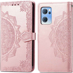iMoshion Hoesje Geschikt voor Oppo Find X5 Lite 5G Hoesje Met Pasjeshouder - iMoshion Mandala Bookcase - Rosé Goud