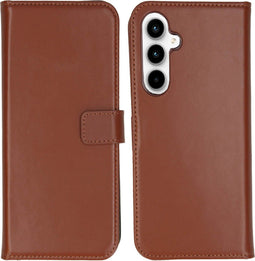 Selencia Samsung Galaxy A55 - Echt Lederen Bookcase - 3 Pashouders - Lichtbruin