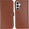 Selencia Samsung Galaxy A55 - Echt Lederen Bookcase - 3 Pashouders - Lichtbruin