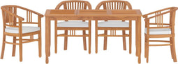 vidaXL - 5-delige - Tuinset - massief - teakhout