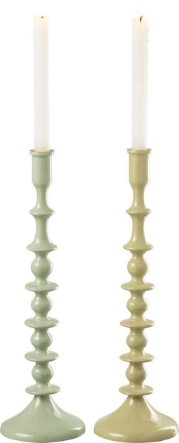 J-Line kandelaar - aluminium - groen - 2 stuks