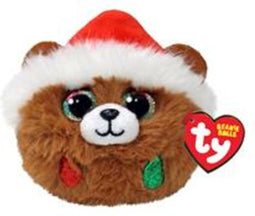 TY Teeny Puffies Christmas Bear Brown 10 cm